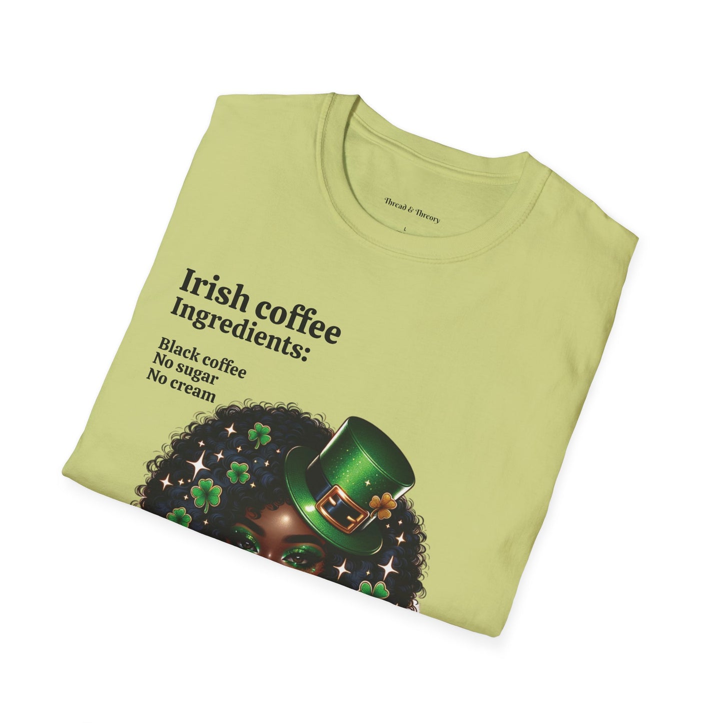 St. Patrick's Day Unisex T-Shirt with Woman and Shamrocks Design