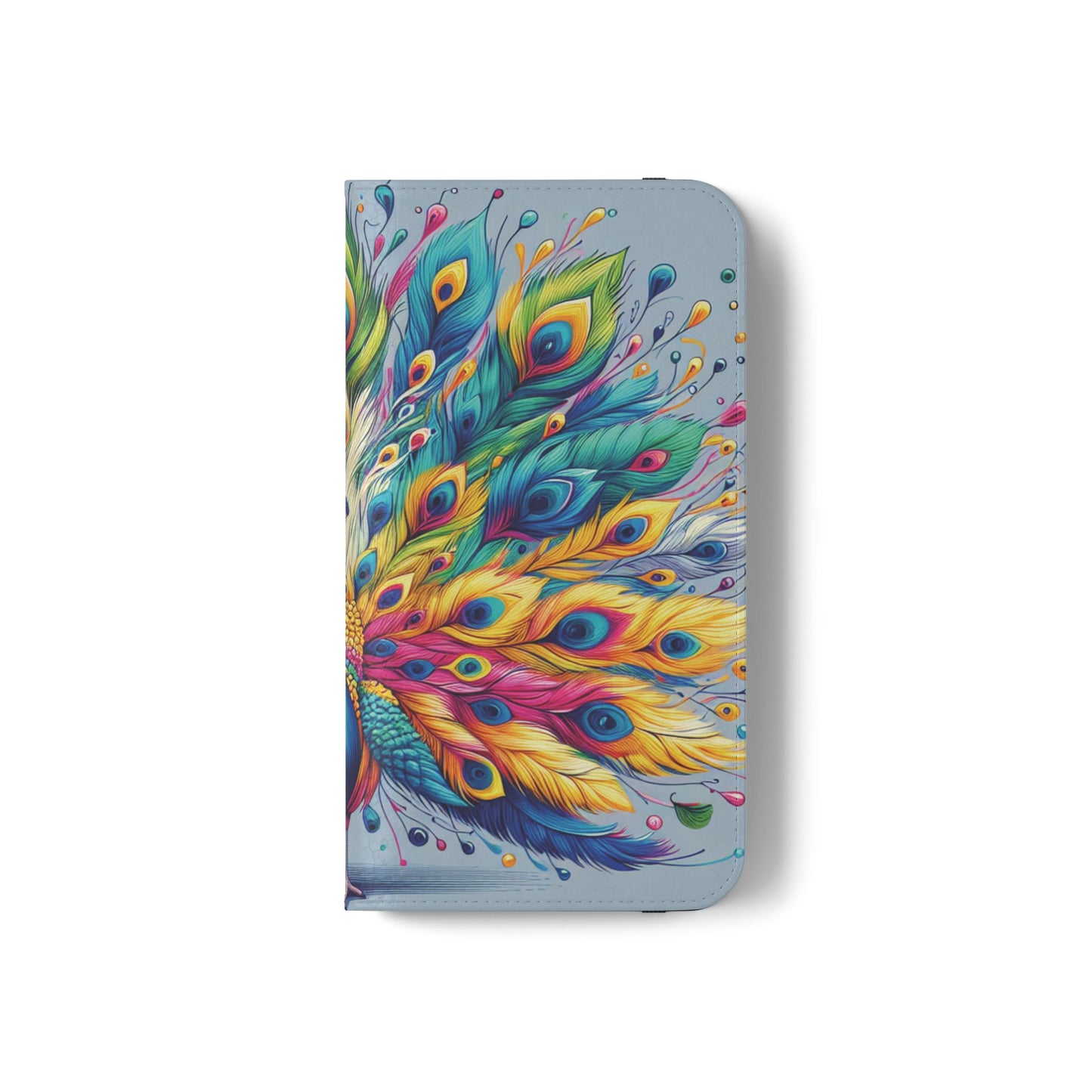iPhone Lover Vibrant Peacock Design Flip Case Wallet Cover