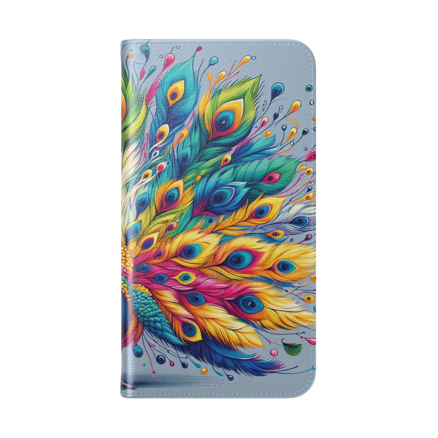 iPhone Lover Vibrant Peacock Design Flip Case Wallet Cover