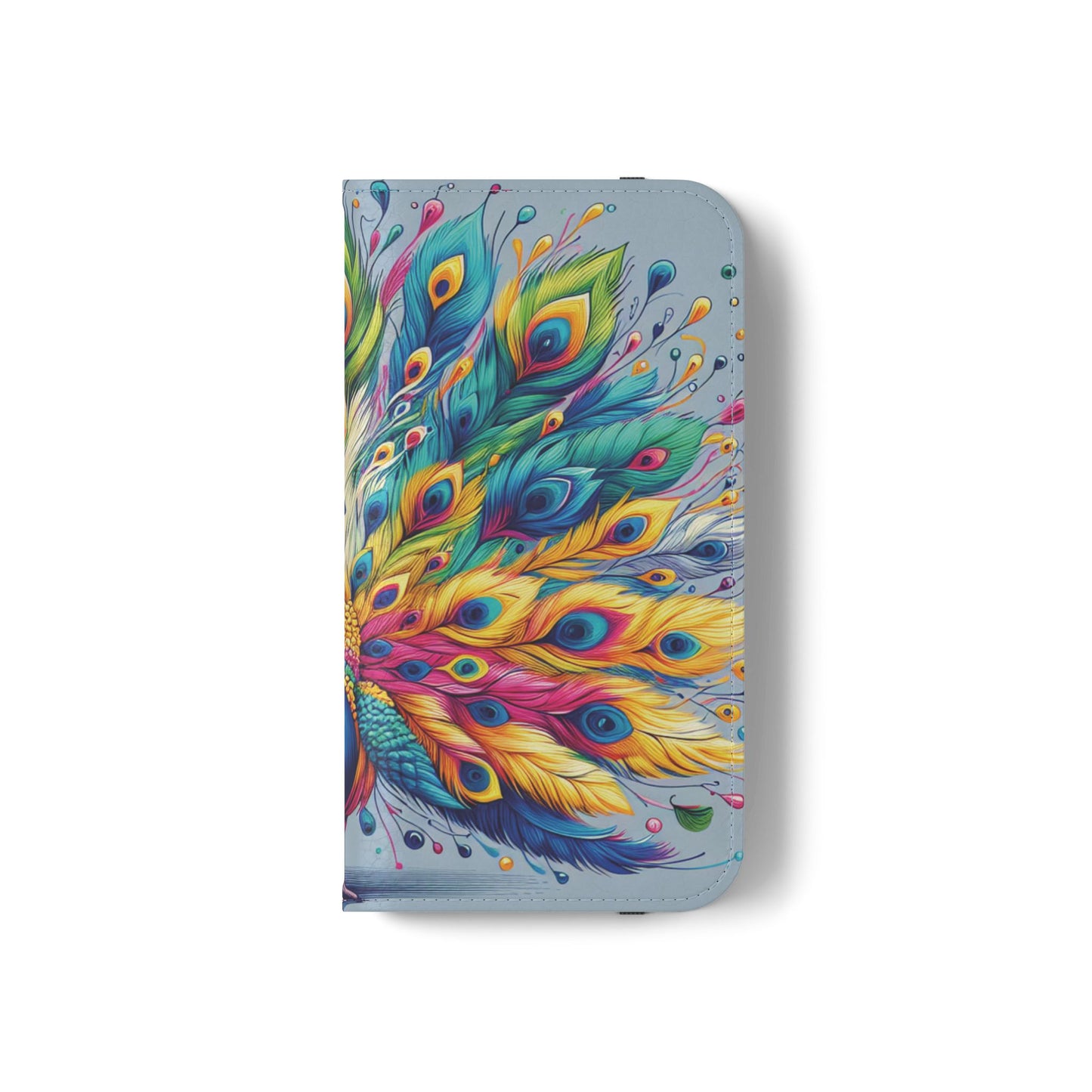 iPhone Lover Vibrant Peacock Design Flip Case Wallet Cover