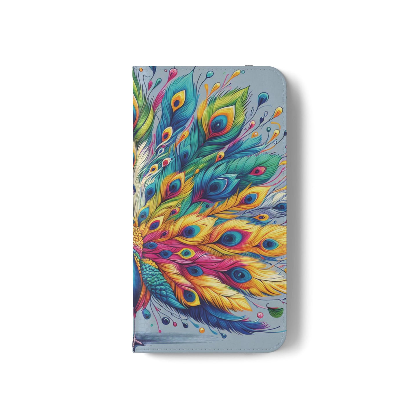 All Things Samsung Vibrant Peacock Flip Phone Wallet Cover