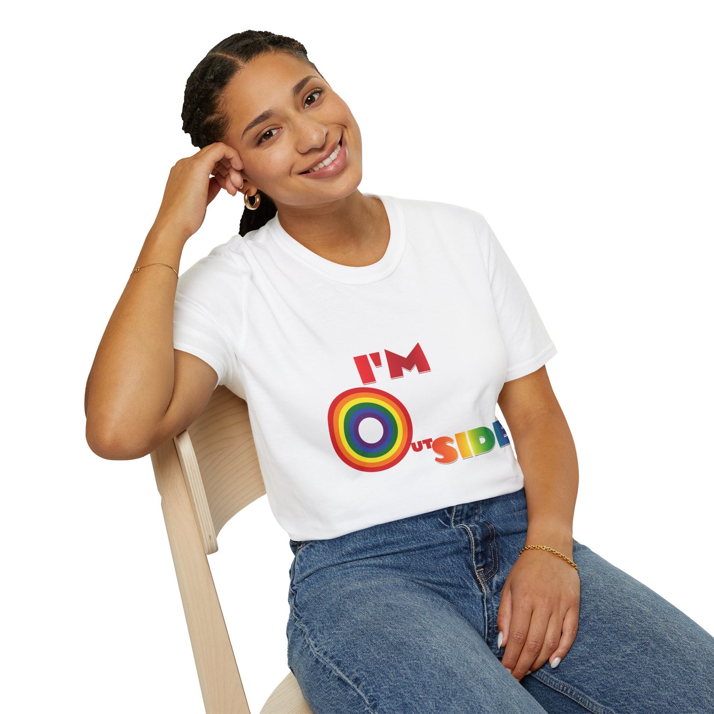 Loud and Proud I'm Outside Rainbow Unisex Softstyle T-Shirt