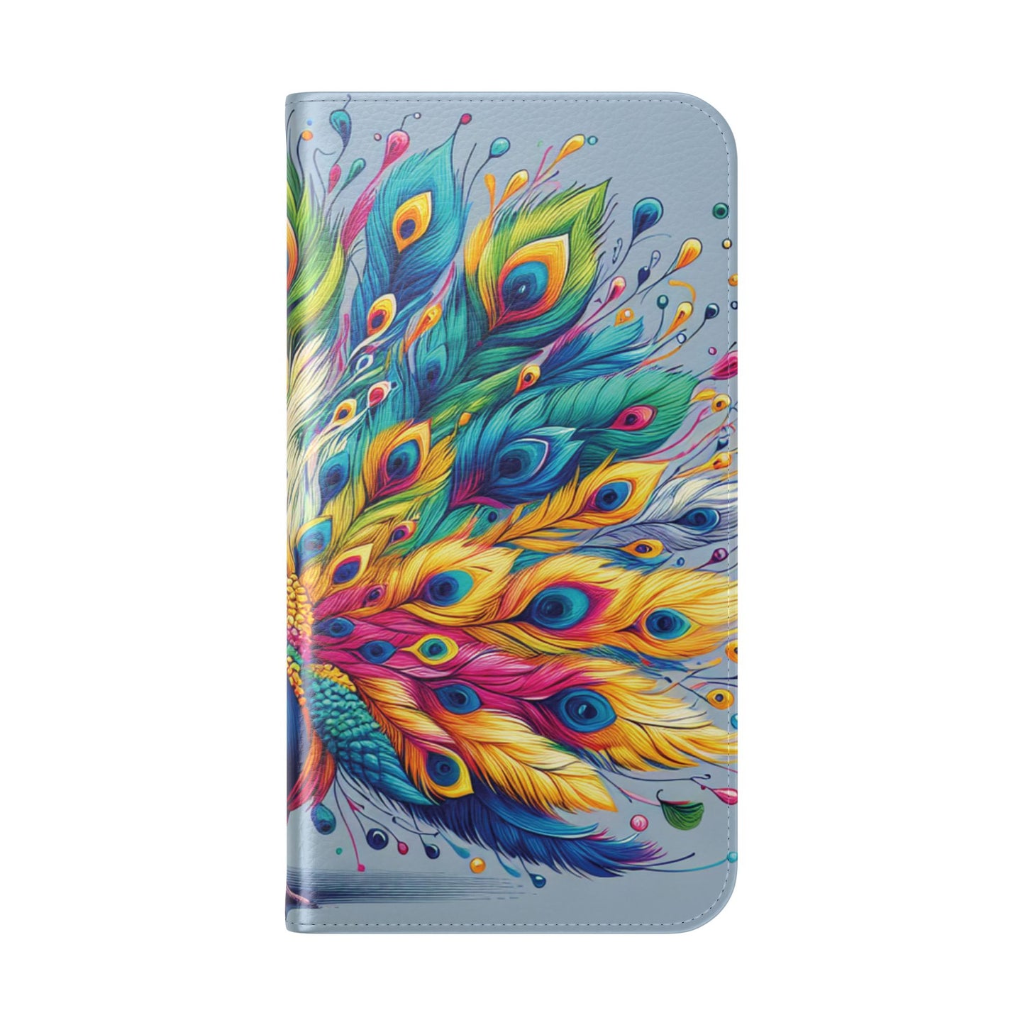iPhone Lover Vibrant Peacock Design Flip Case Wallet Cover