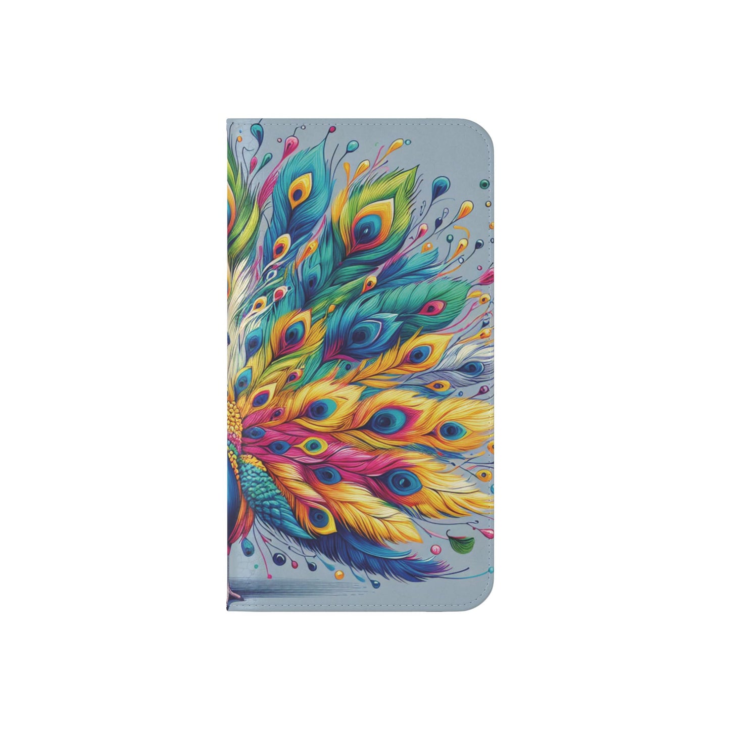 iPhone Lover Vibrant Peacock Design Flip Case Wallet Cover