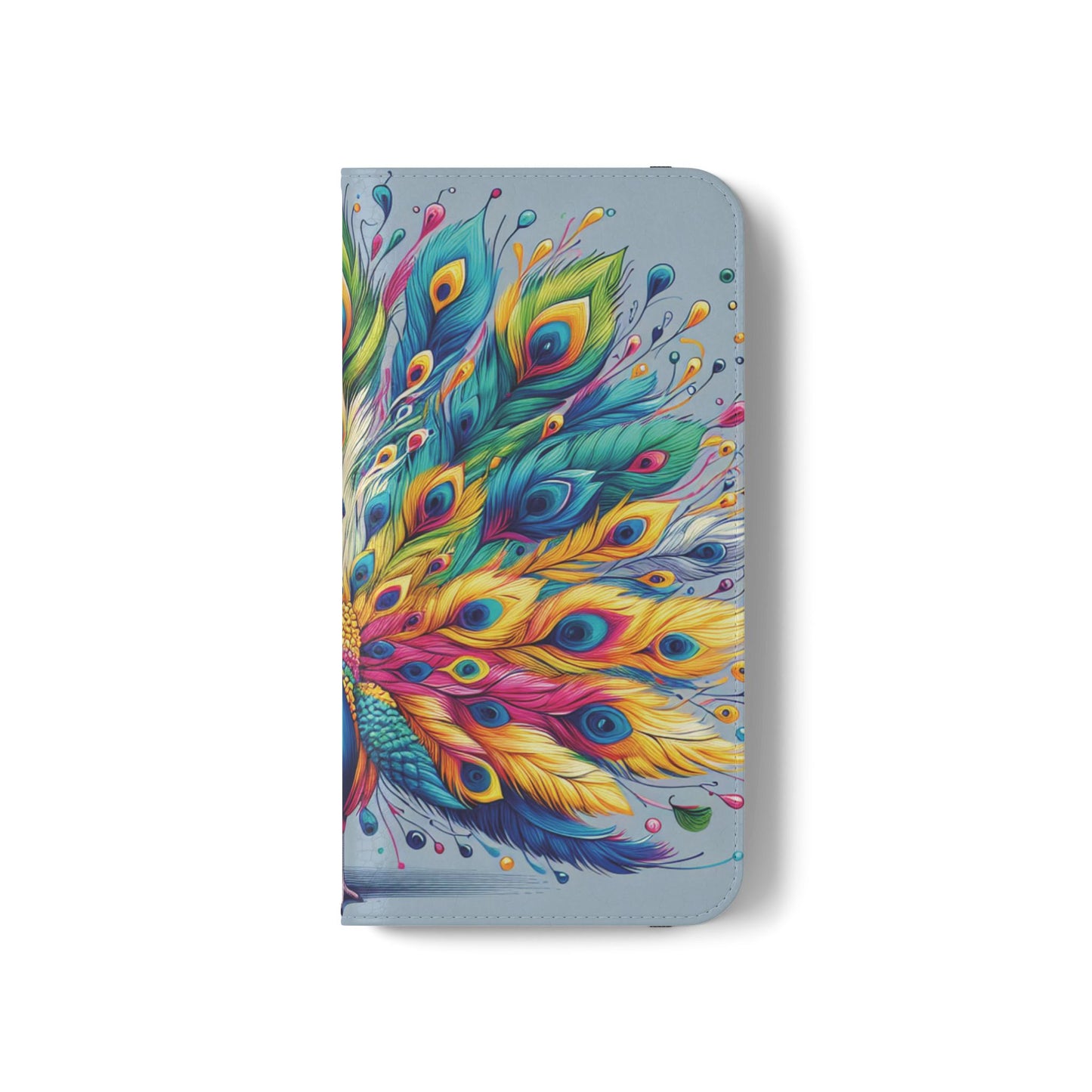 iPhone Lover Vibrant Peacock Design Flip Case Wallet Cover