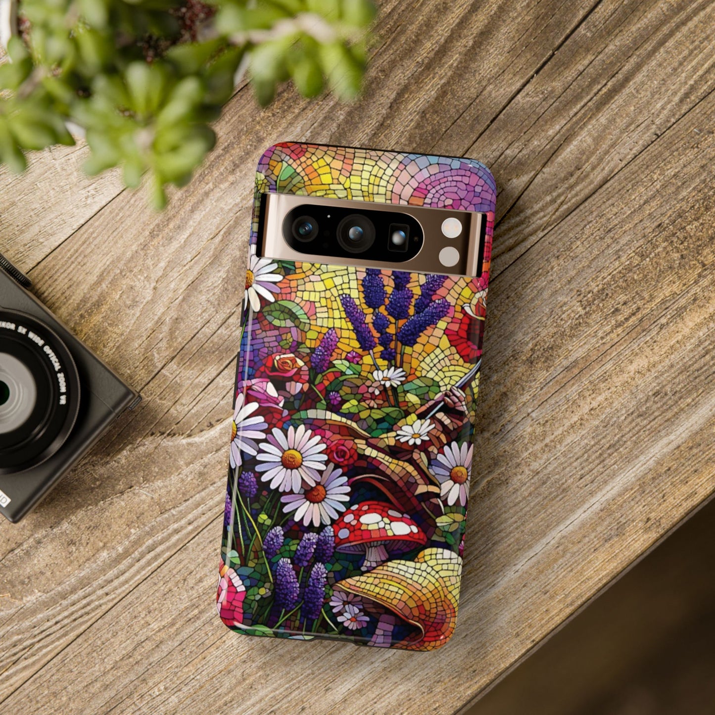 Pixel Me Vibrant Mosaic Floral Phone Case - Tough Cases with Colorful Mosaic Design