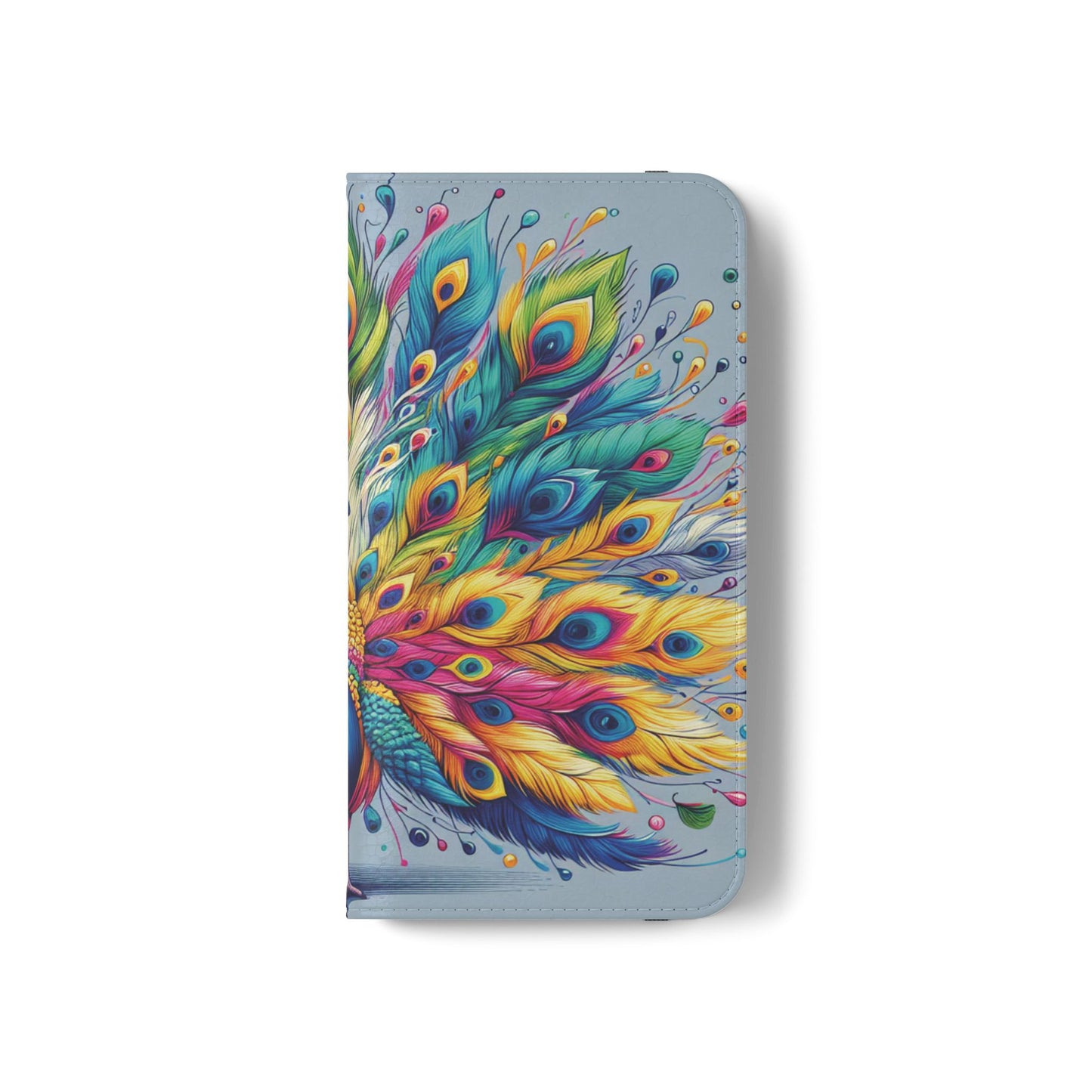 iPhone Lover Vibrant Peacock Design Flip Case Wallet Cover