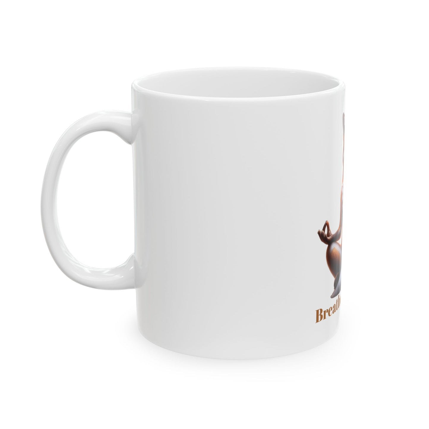 Zen Fox Ceramic Mug - Breathe In, Sip Out - Perfect for Meditation and Mindfulness
