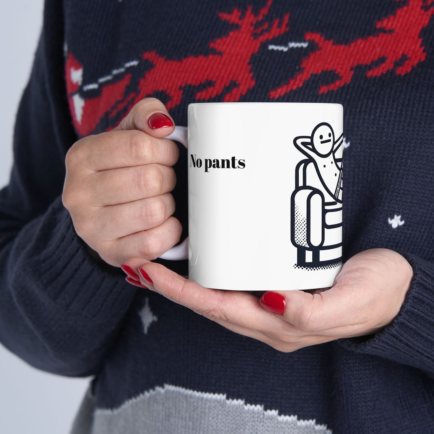 Funny No Pants Ceramic Mug - Comfy Coffee Cup for Home Relaxation