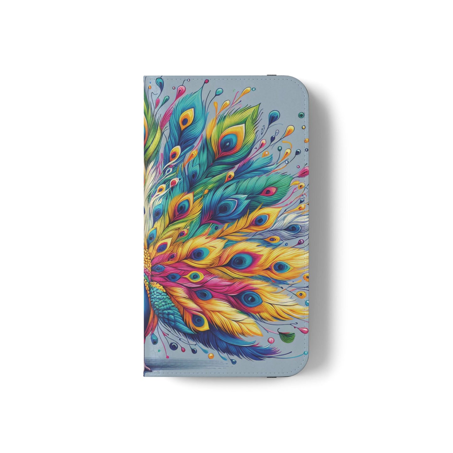 iPhone Lover Vibrant Peacock Design Flip Case Wallet Cover