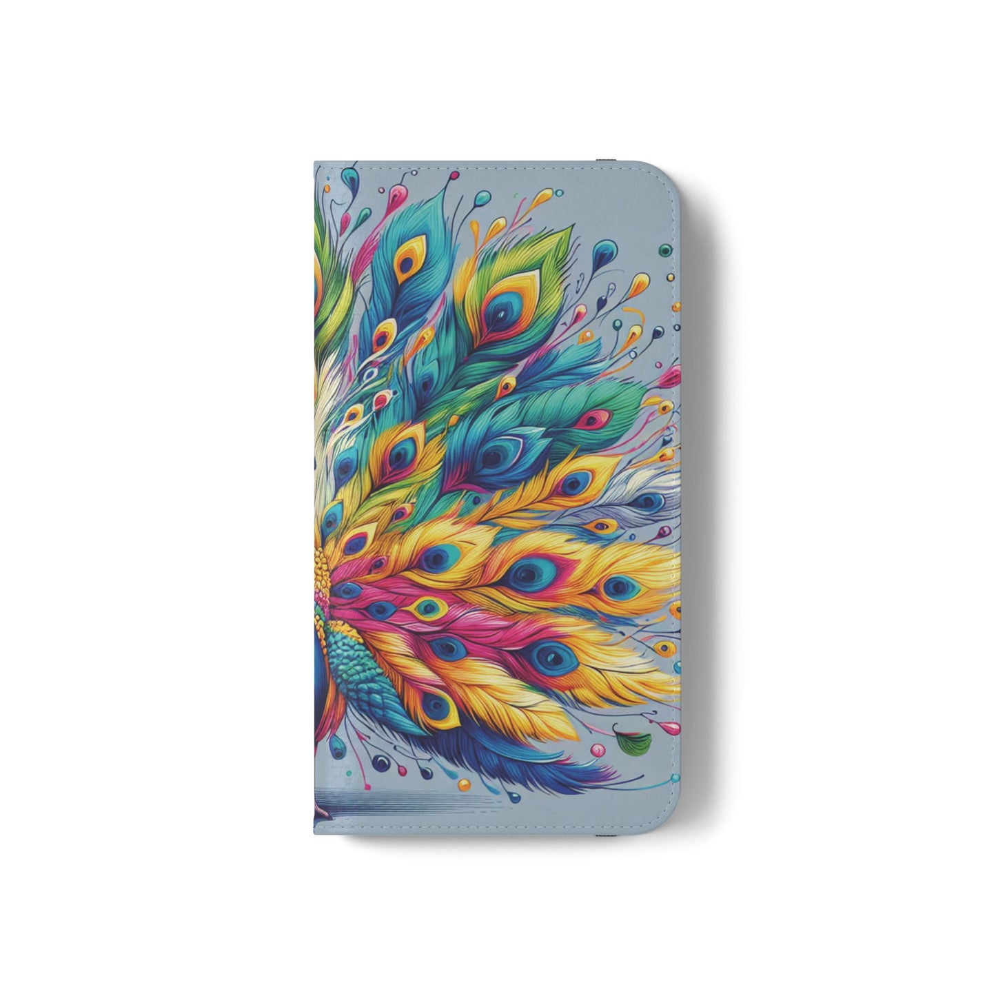 iPhone Lover Vibrant Peacock Design Flip Case Wallet Cover