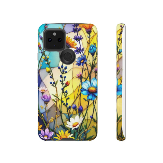 Pixel Me Tough Case-Yellow Floral Vibrant Stained Glass Design