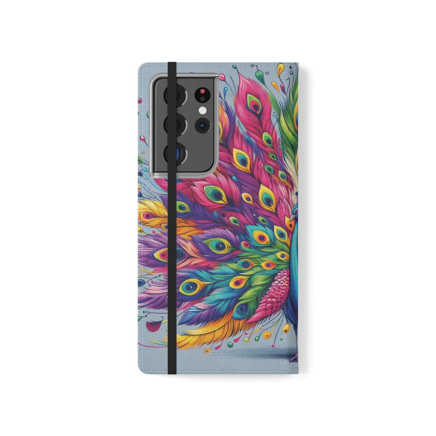 All Things Samsung Vibrant Peacock Flip Phone Wallet Cover