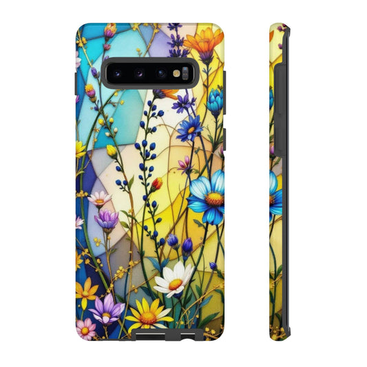 All Things Samsung Tough Case-Yellow Floral Vibrant Stained Glass Design