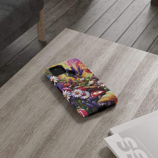 Pixel Me Vibrant Mosaic Floral Phone Case - Tough Cases with Colorful Mosaic Design