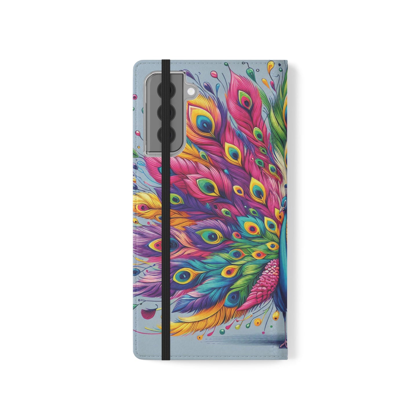 All Things Samsung Vibrant Peacock Flip Phone Wallet Cover