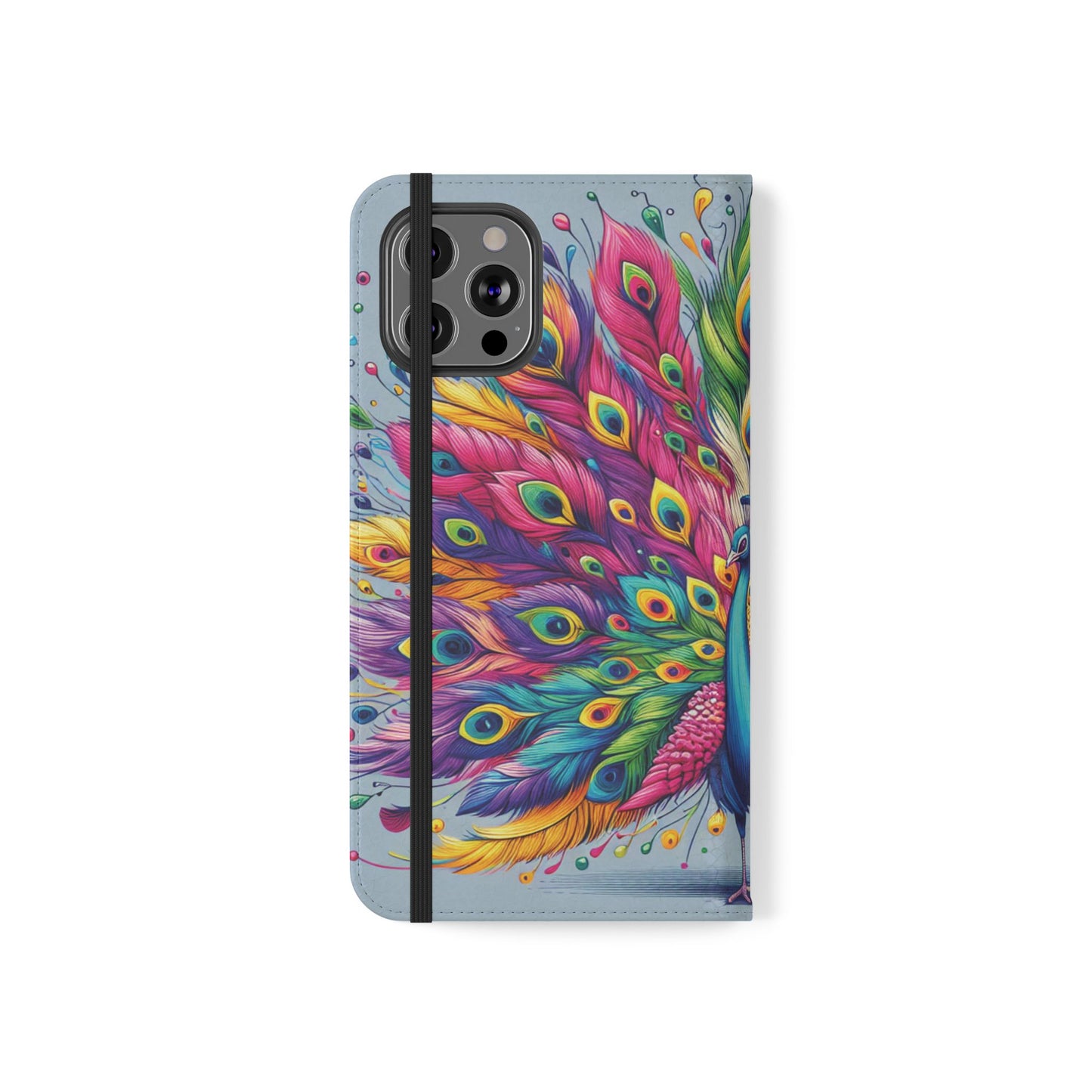 iPhone Lover Vibrant Peacock Design Flip Case Wallet Cover
