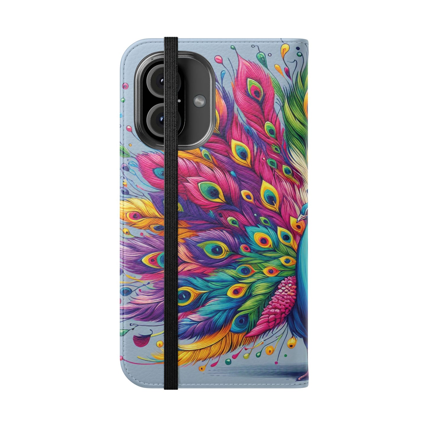 iPhone Lover Vibrant Peacock Design Flip Case Wallet Cover