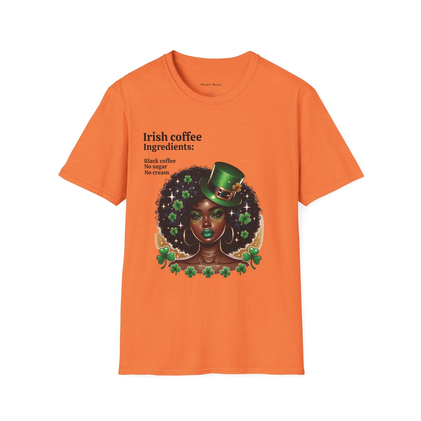 St. Patrick's Day Unisex T-Shirt with Woman and Shamrocks Design