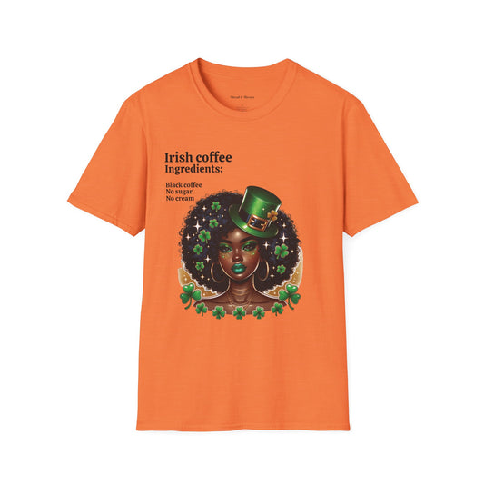 St. Patrick's Day Unisex T-Shirt with Woman and Shamrocks Design