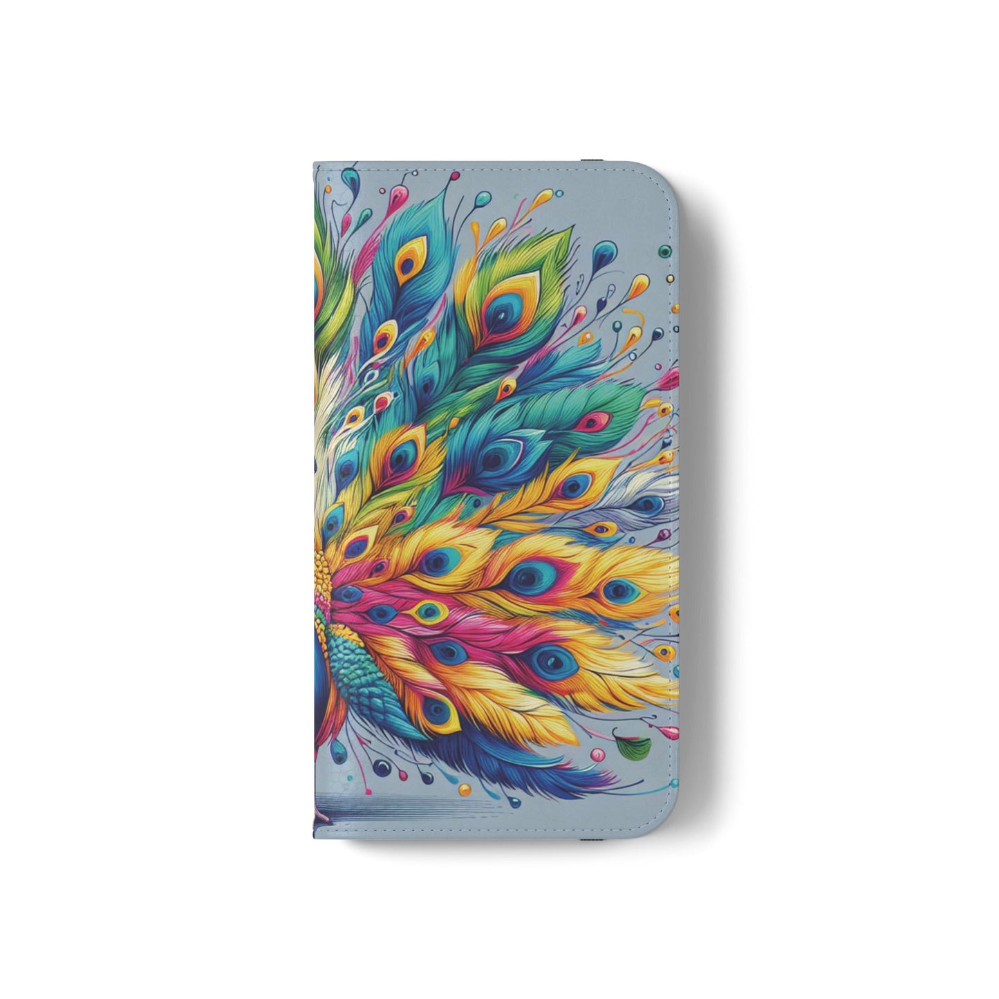 iPhone Lover Vibrant Peacock Design Flip Case Wallet Cover