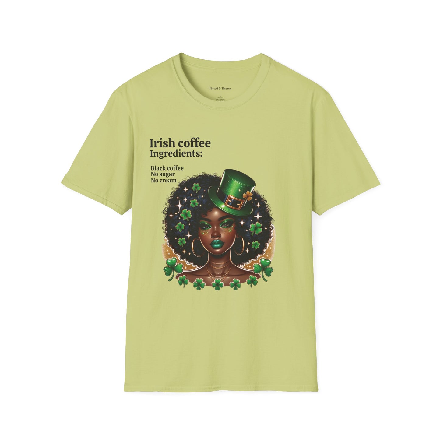 St. Patrick's Day Unisex T-Shirt with Woman and Shamrocks Design