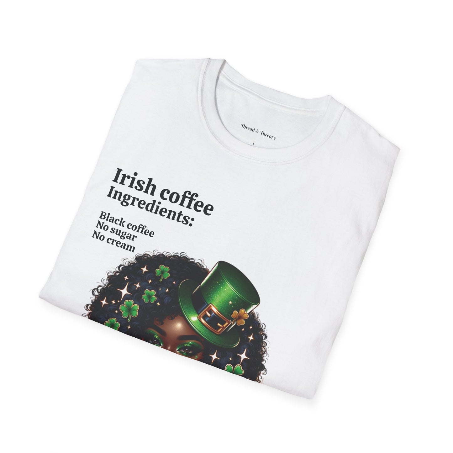 St. Patrick's Day Unisex T-Shirt with Woman and Shamrocks Design