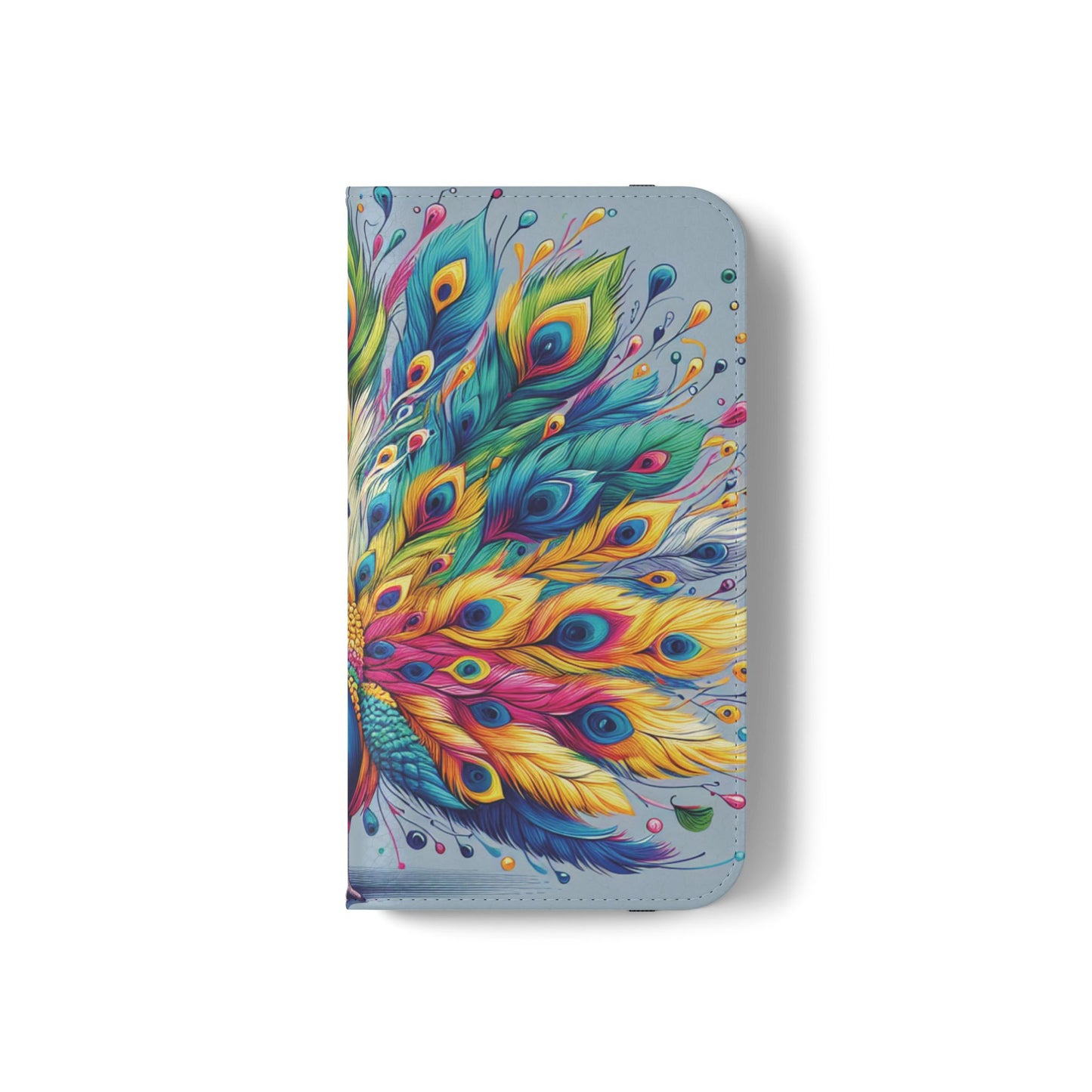 iPhone Lover Vibrant Peacock Design Flip Case Wallet Cover