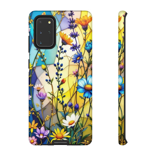 All Things Samsung Tough Case-Yellow Floral Vibrant Stained Glass Design