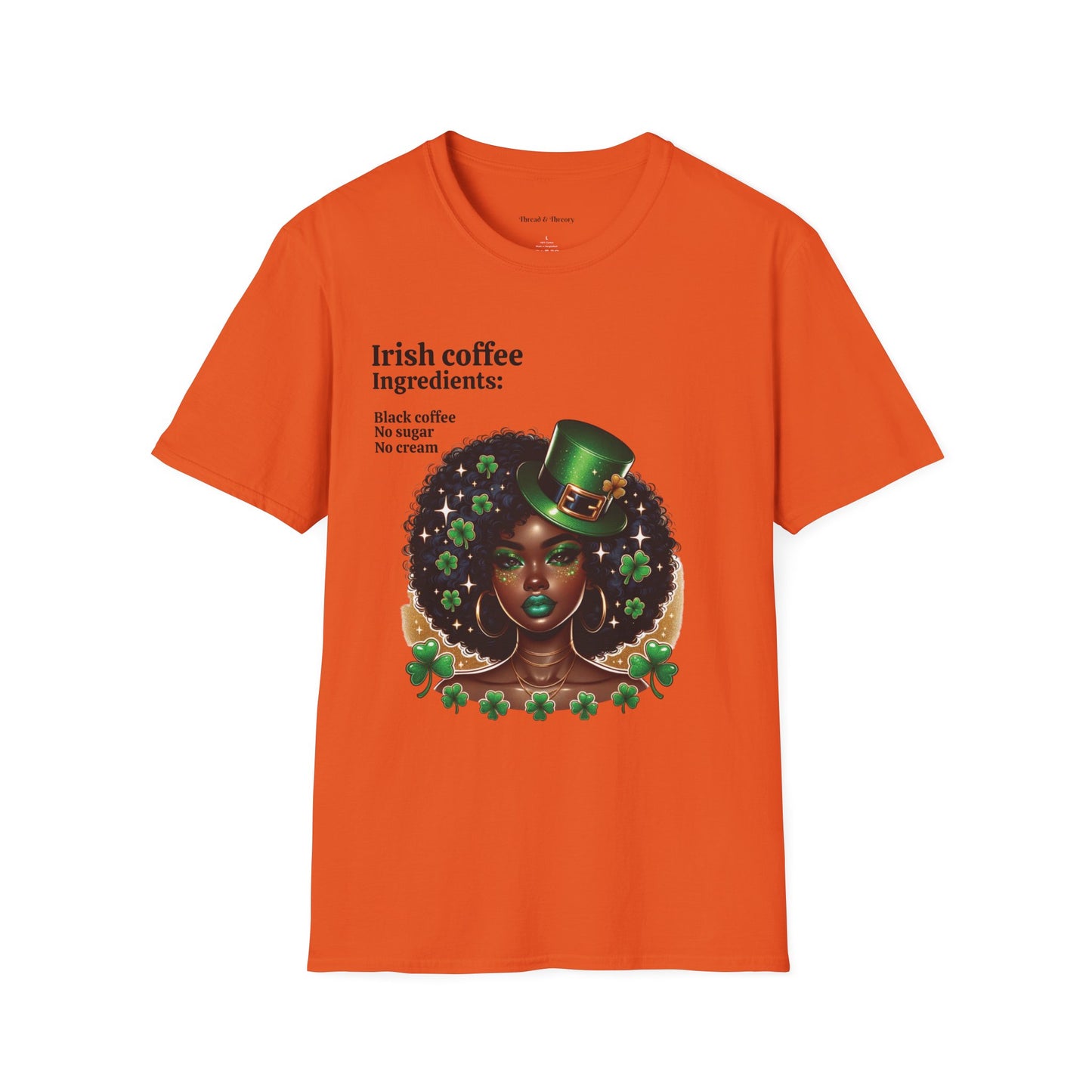 St. Patrick's Day Unisex T-Shirt with Woman and Shamrocks Design