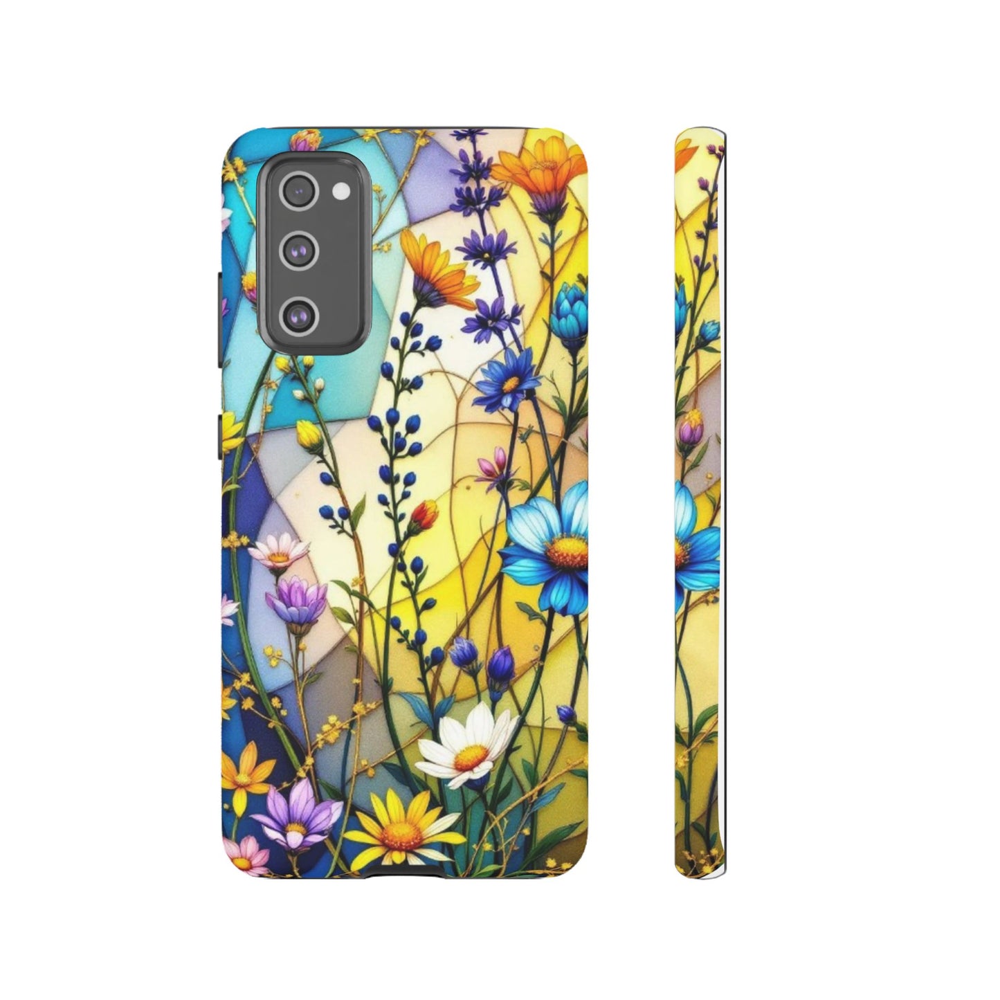 All Things Samsung Tough Case-Yellow Floral Vibrant Stained Glass Design