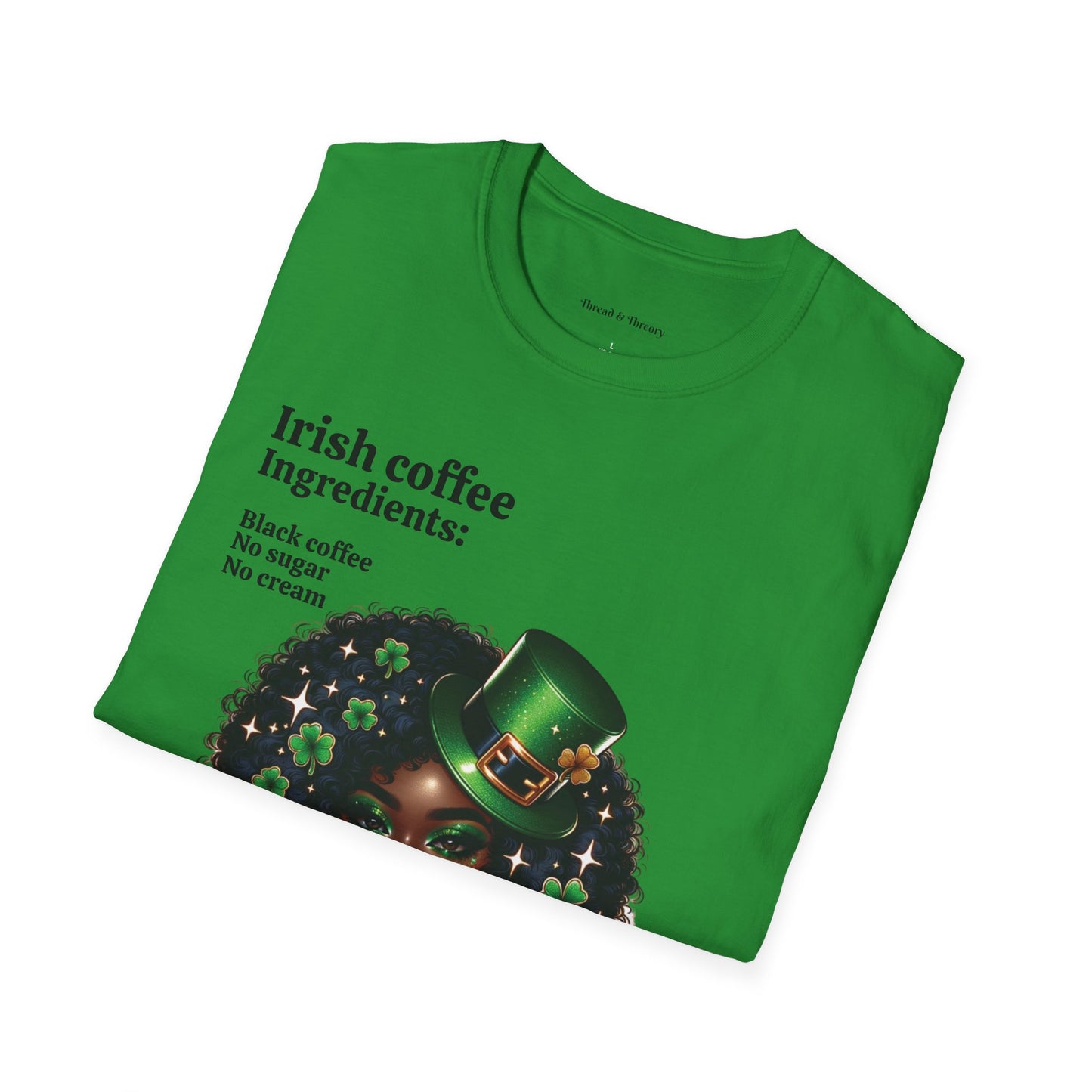 St. Patrick's Day Unisex T-Shirt with Woman and Shamrocks Design