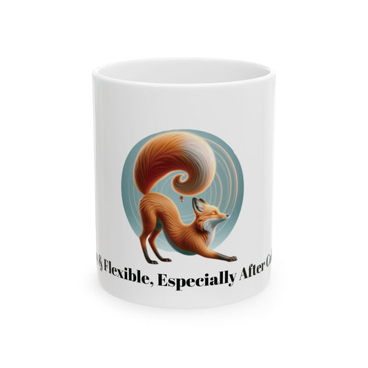 Whimsical Fox Ceramic Mug - 11oz & 15oz - "Flexible, Especially After Coffee"