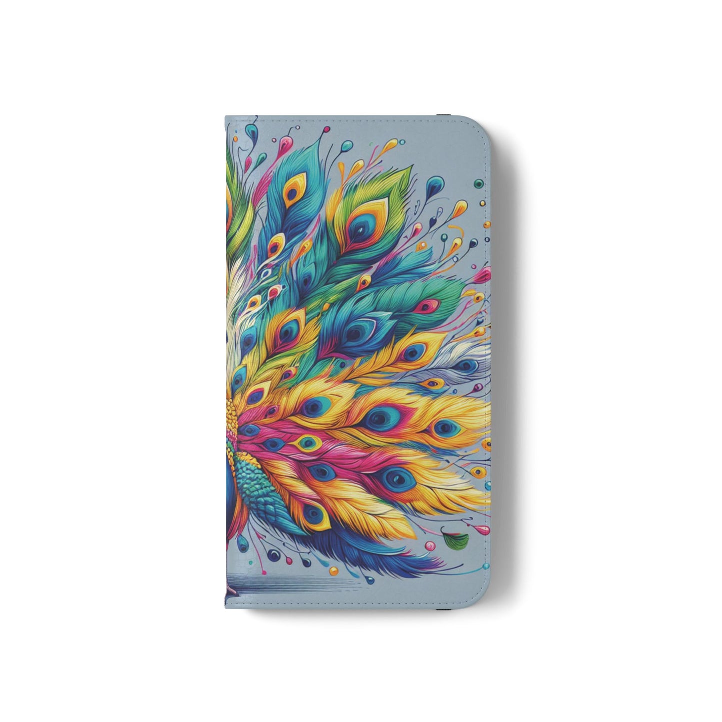 iPhone Lover Vibrant Peacock Design Flip Case Wallet Cover