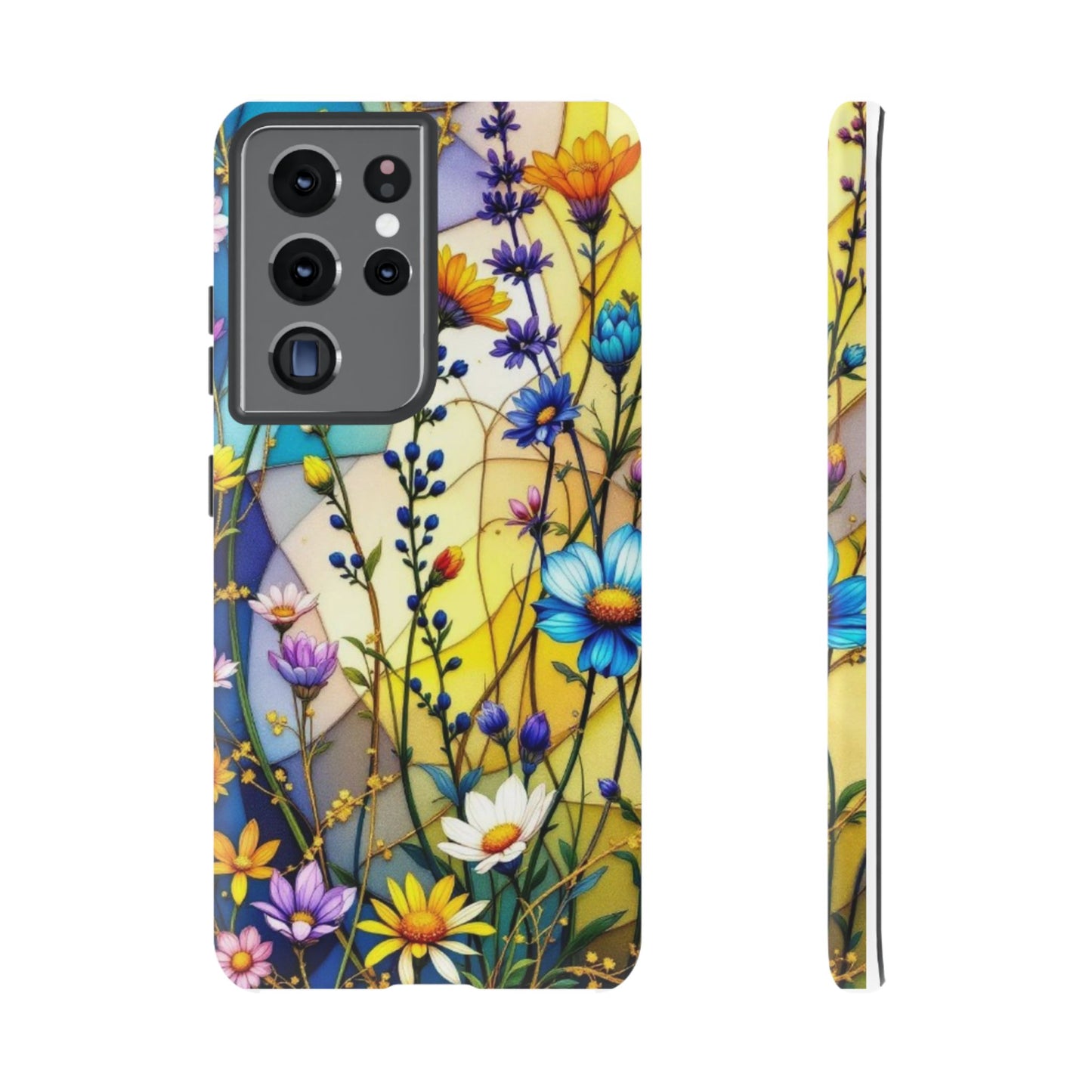 All Things Samsung Tough Case-Yellow Floral Vibrant Stained Glass Design
