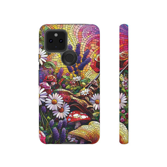 Pixel Me Vibrant Mosaic Floral Phone Case - Tough Cases with Colorful Mosaic Design