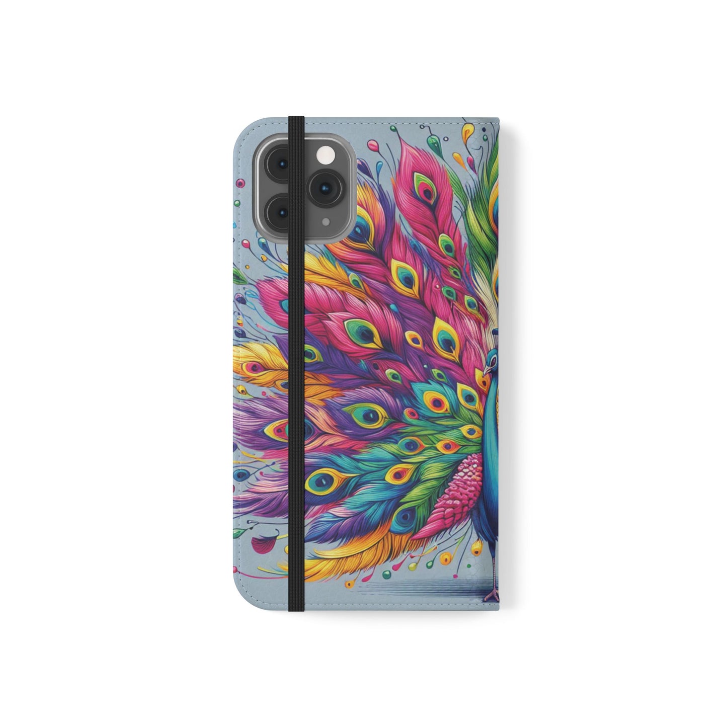 iPhone Lover Vibrant Peacock Design Flip Case Wallet Cover