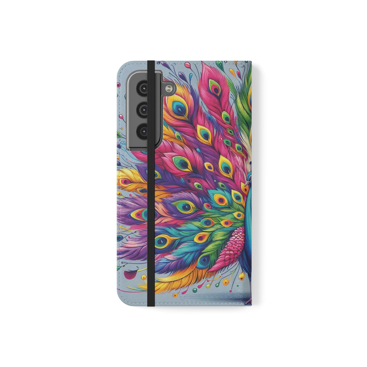 All Things Samsung Vibrant Peacock Flip Phone Wallet Cover