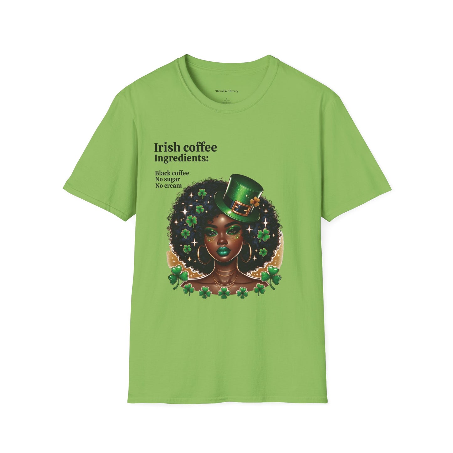 St. Patrick's Day Unisex T-Shirt with Woman and Shamrocks Design