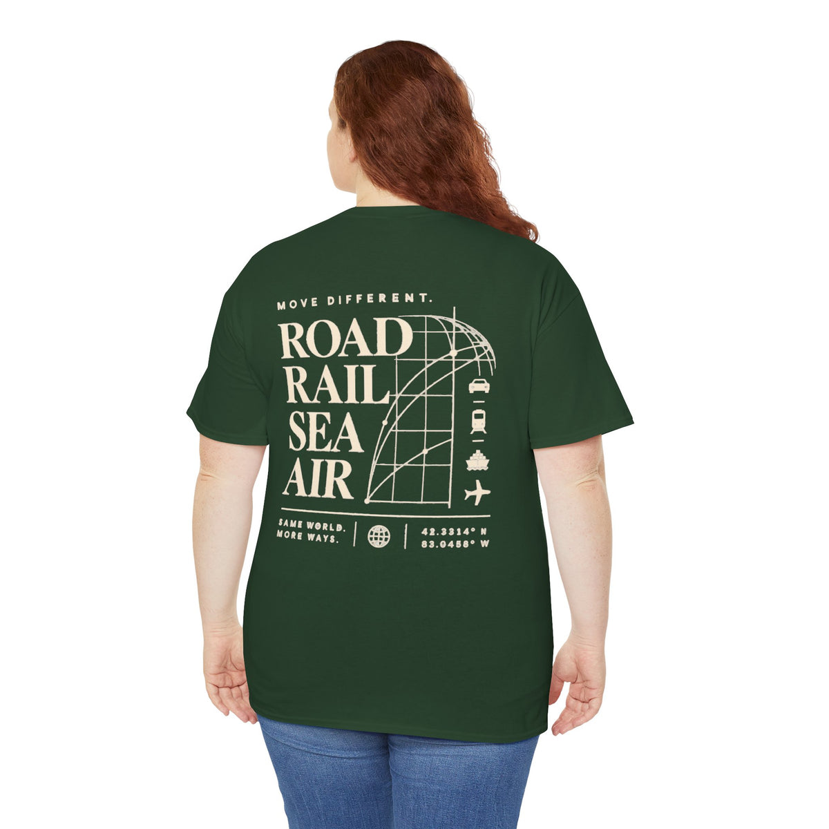 Travel Vibes T‑Shirt — "Road Rail Sea Air" Vintage Transport Graphic Tee