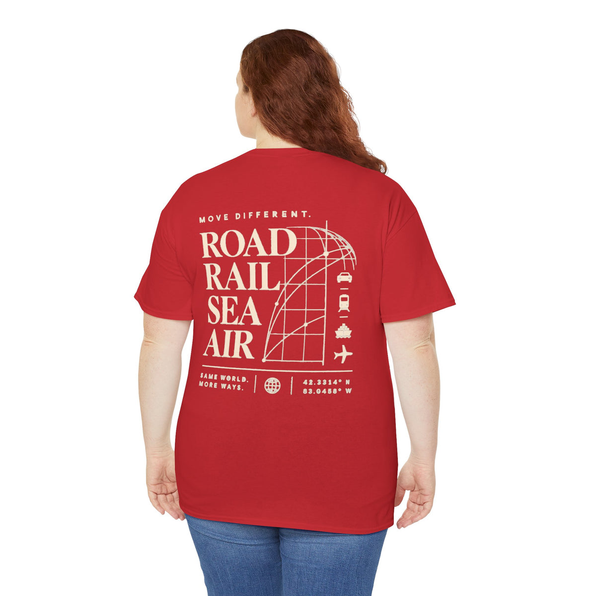 Travel Vibes T‑Shirt — "Road Rail Sea Air" Vintage Transport Graphic Tee