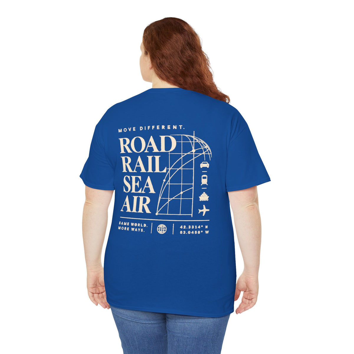 Travel Vibes T‑Shirt — "Road Rail Sea Air" Vintage Transport Graphic Tee