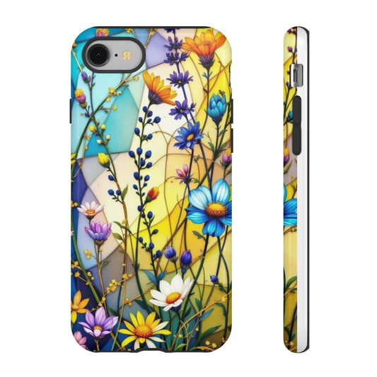 iPhone Lovers Tough Case-Yellow Floral Vibrant Stained Glass Design