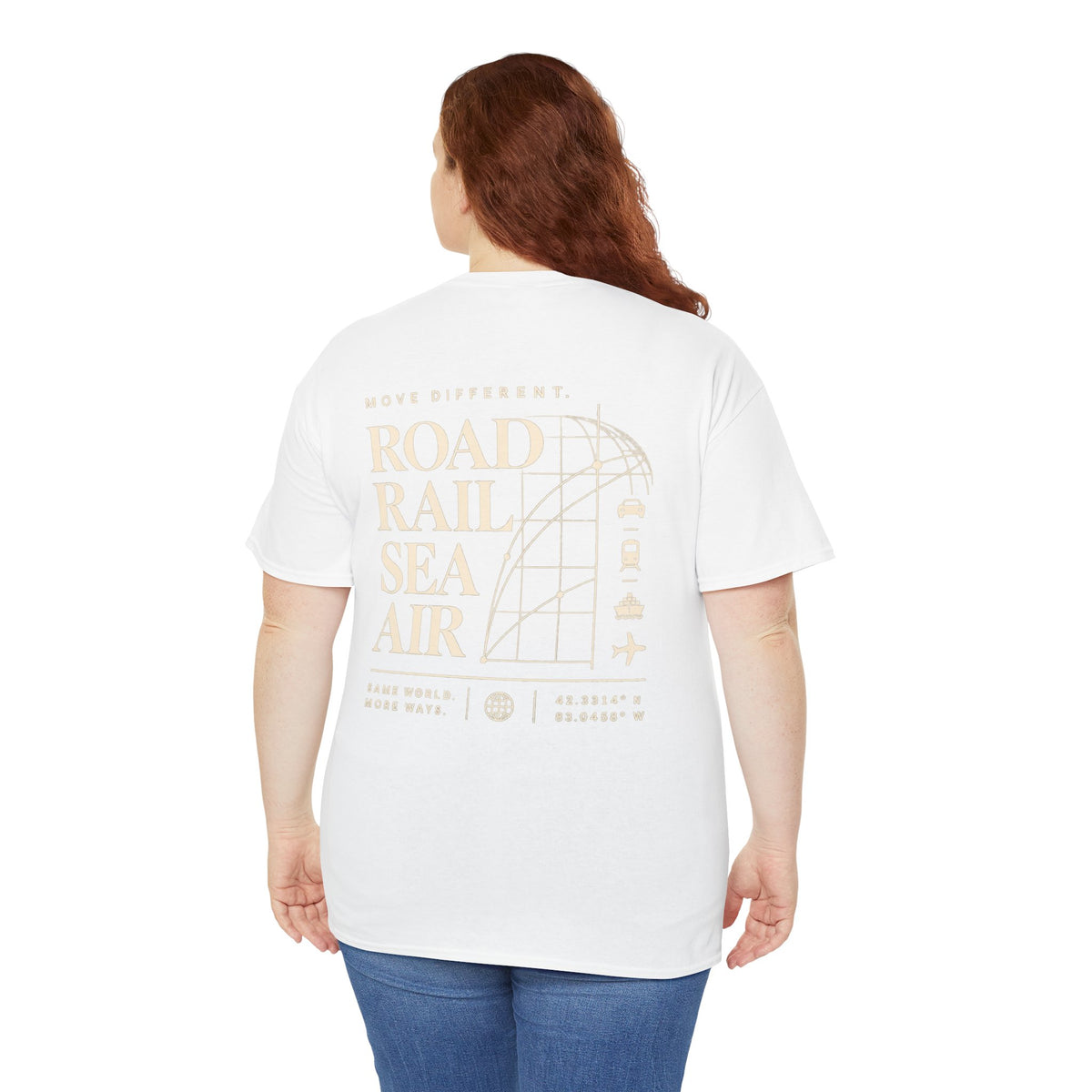 Travel Vibes T‑Shirt — "Road Rail Sea Air" Vintage Transport Graphic Tee