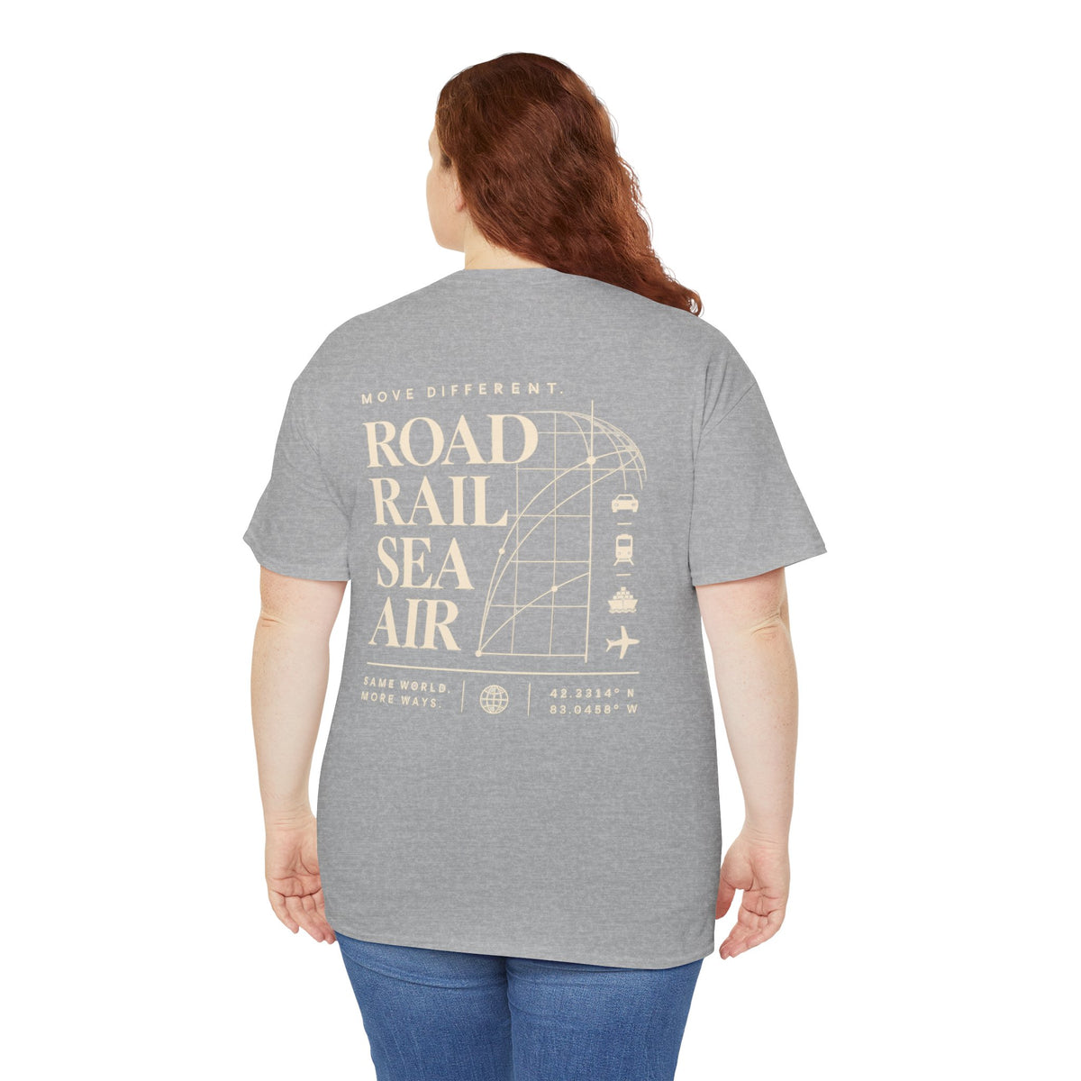 Travel Vibes T‑Shirt — "Road Rail Sea Air" Vintage Transport Graphic Tee