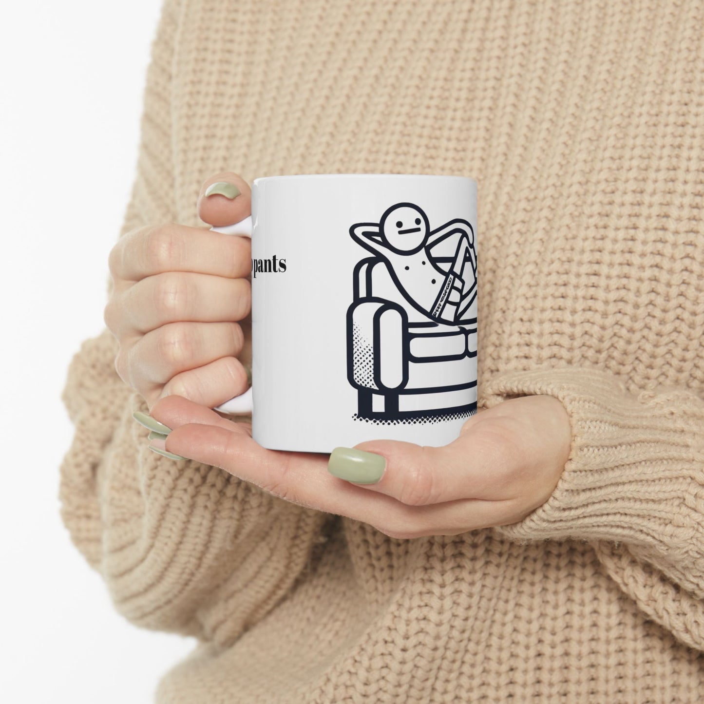 Funny No Pants Ceramic Mug - Comfy Coffee Cup for Home Relaxation