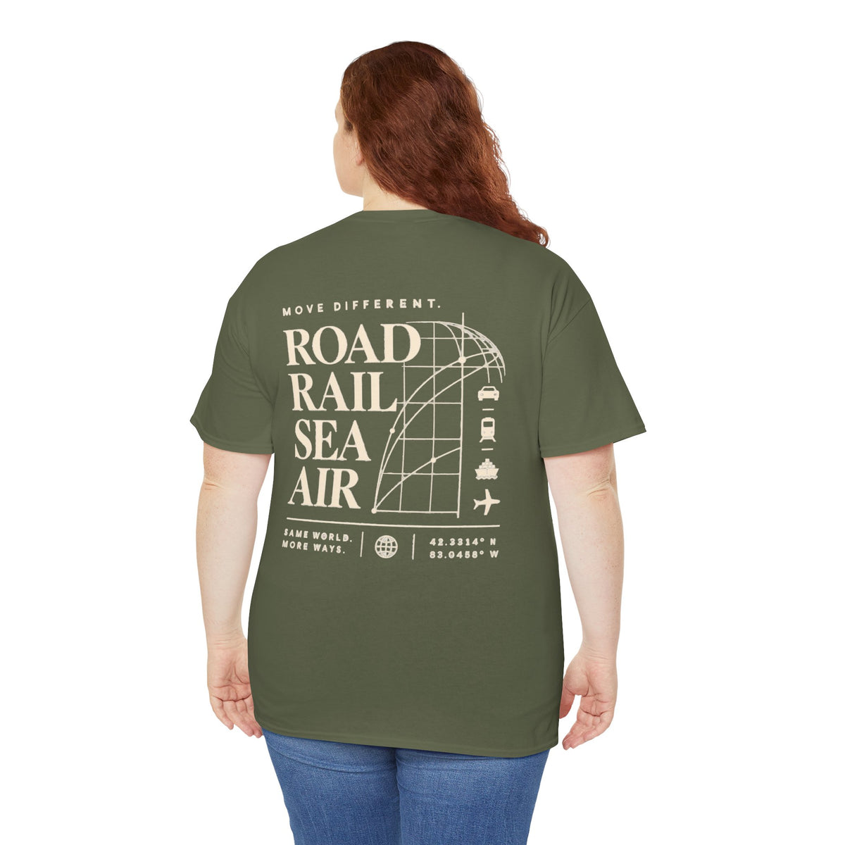 Travel Vibes T‑Shirt — "Road Rail Sea Air" Vintage Transport Graphic Tee