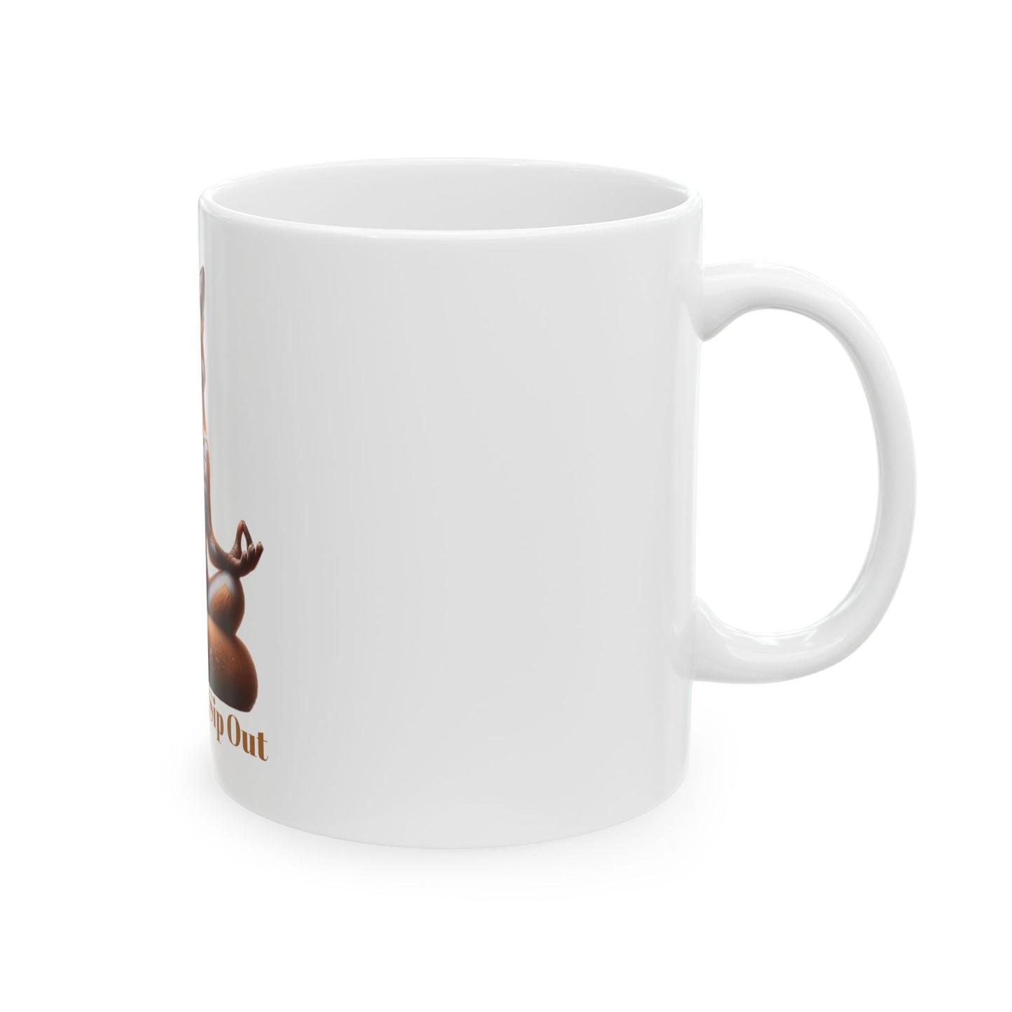 Zen Fox Ceramic Mug - Breathe In, Sip Out - Perfect for Meditation and Mindfulness